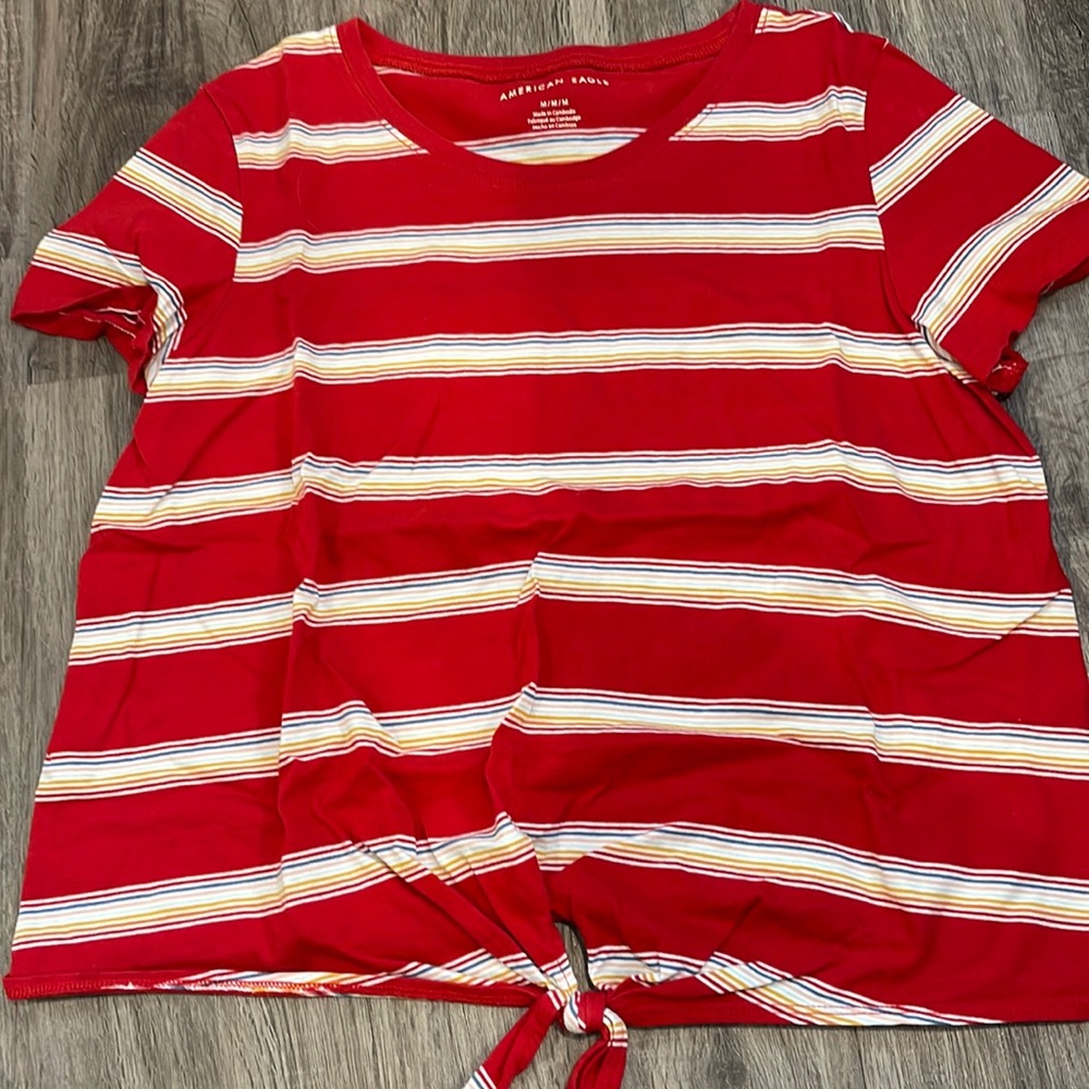American Eagle striped tie shirt.